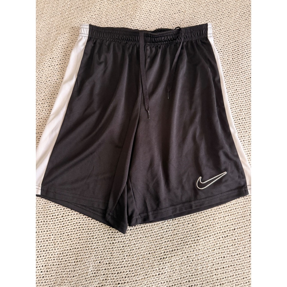 Nike Kids Dri-FIT Soccer Shorts Black White Slim Fit Athletic Size Medium